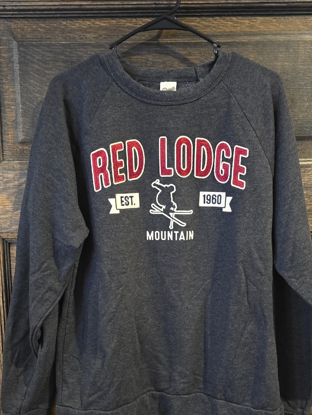 Red Lodge Mountain Logo Crewneck Sweatshirt - Charcoal & Red